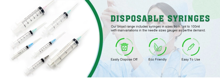 CE Certificated Cheaper Price 3parts 2parts Luer Slip and Luer Lock Sterile Plastic Medical Disposable Hypodermic Syringes with and Without Needle